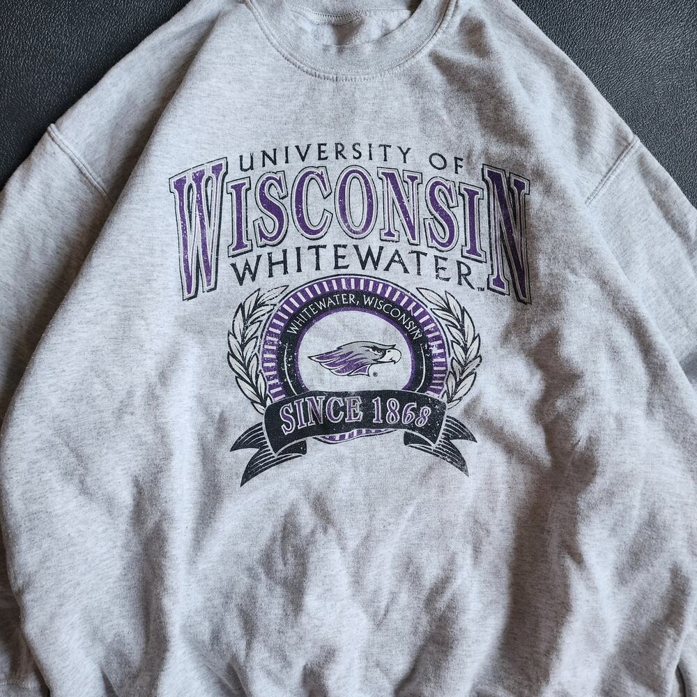 Vintage UW-Whitewater Grey Pullover Sweatshirt Large - Picture 3 of 6